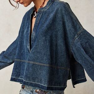 We the Free People Jude Denim Pullover, Size Large